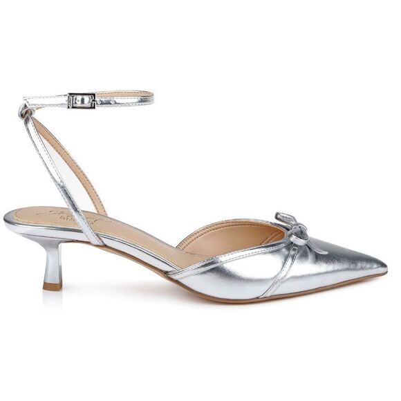Badgley Mischka Shoes - Jewel Badgley Mishka Talasia Pointed Toe Kitten Heels | Silver Metallic | Size 8